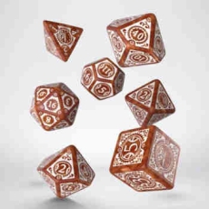 QW Steampunk Clockwork Caramel White Dice Set